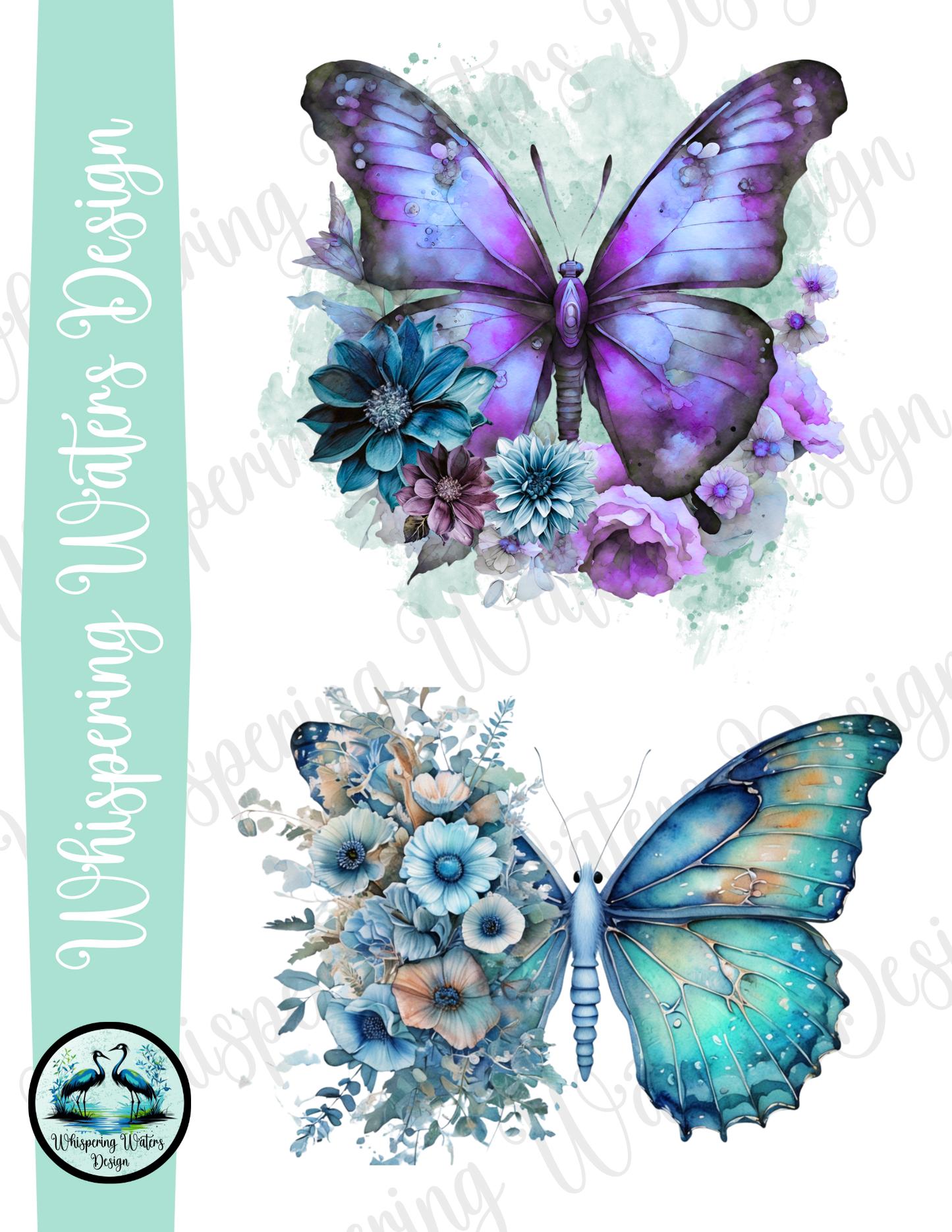 10ct PNG Flowered Butterflies