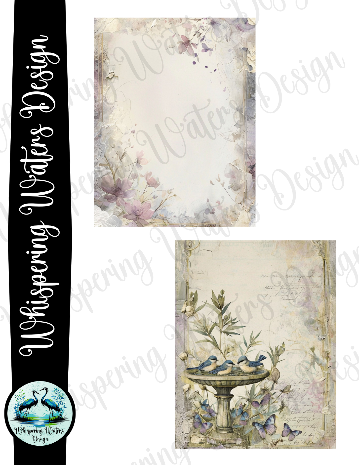 "Vintage Pink & Purple Garden" 12 pack printable journal pages