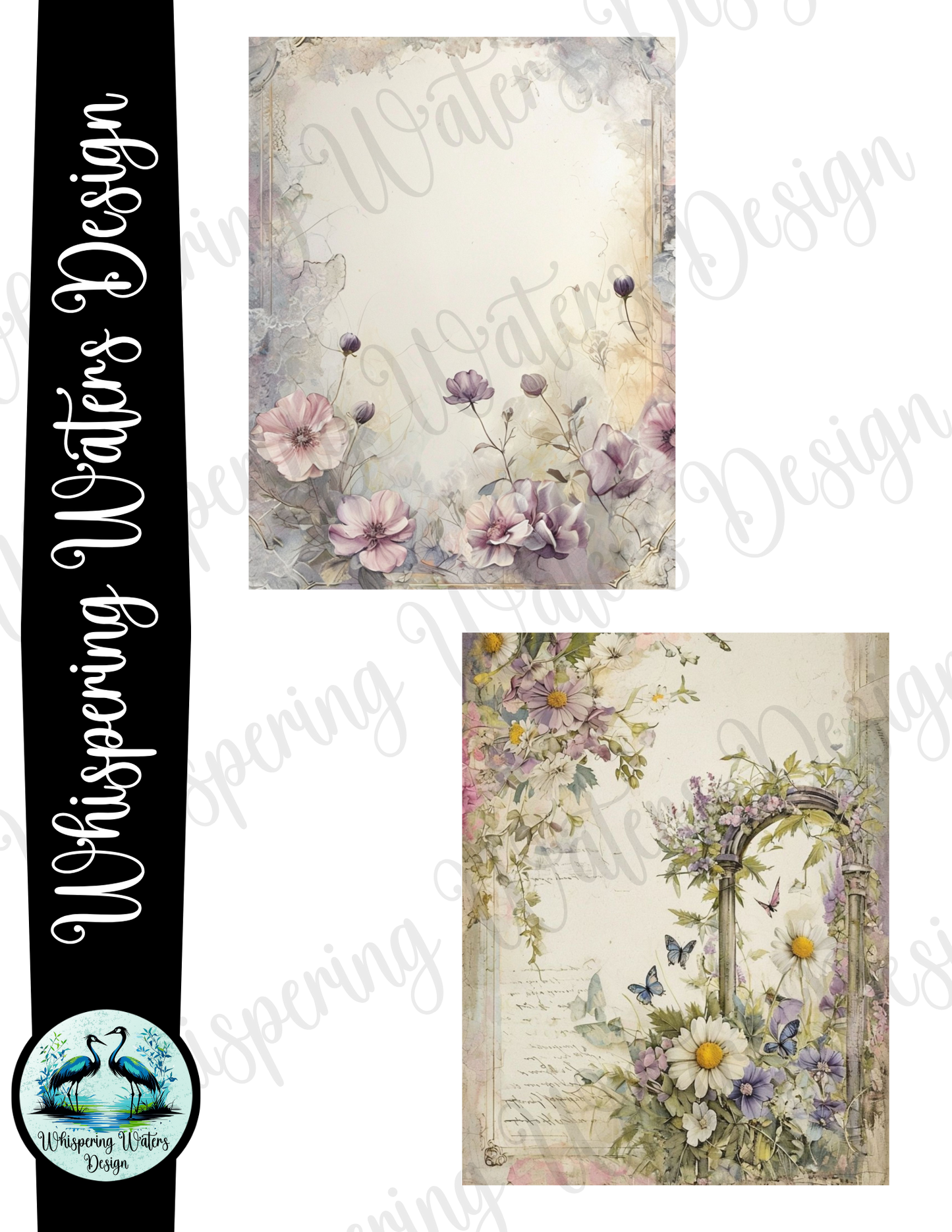 "Vintage Pink & Purple Garden" 12 pack printable journal pages