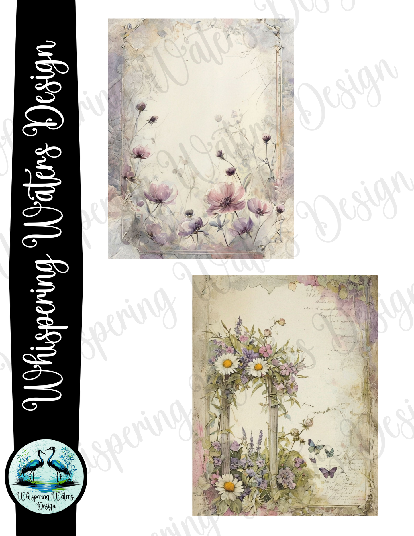"Vintage Pink & Purple Garden" 12 pack printable journal pages