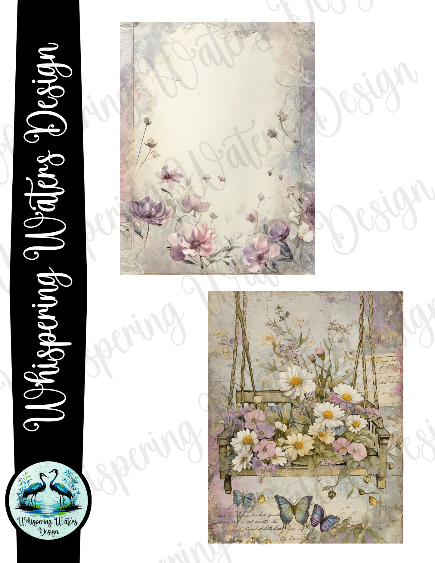 "Vintage Pink & Purple Garden" 12 pack printable journal pages