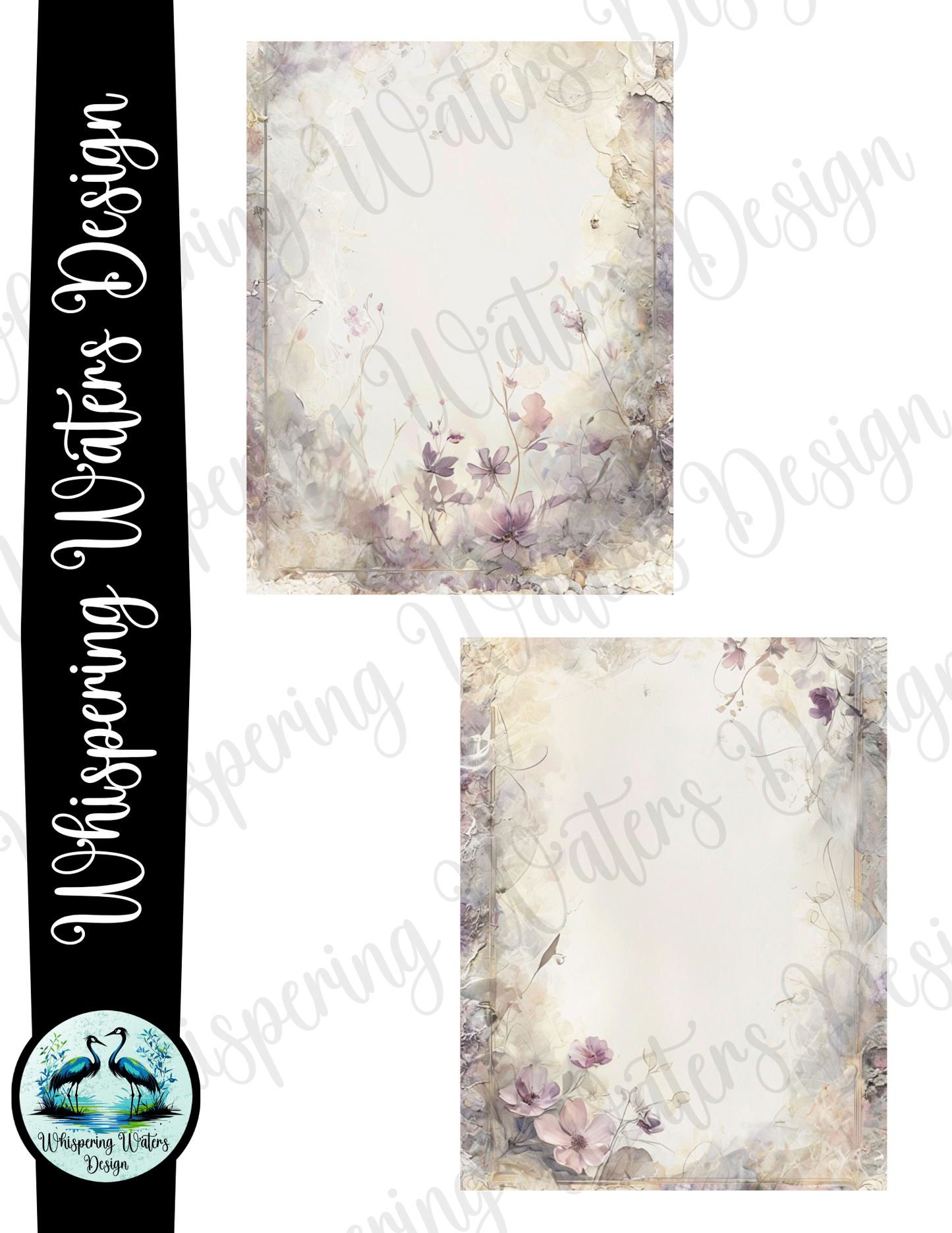 "Vintage Pink & Purple Garden" 12 pack printable journal pages