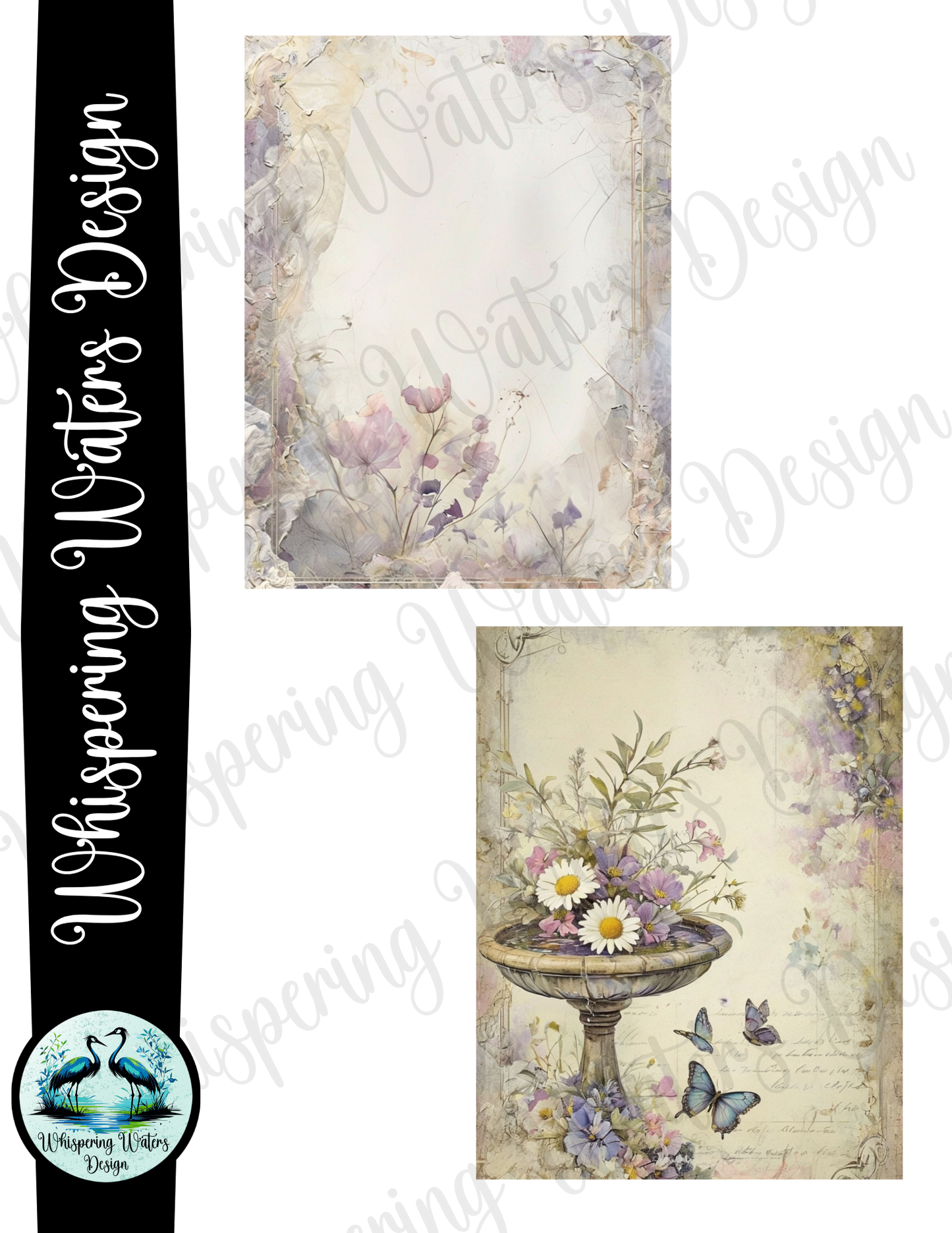 "Vintage Pink & Purple Garden" 12 pack printable journal pages