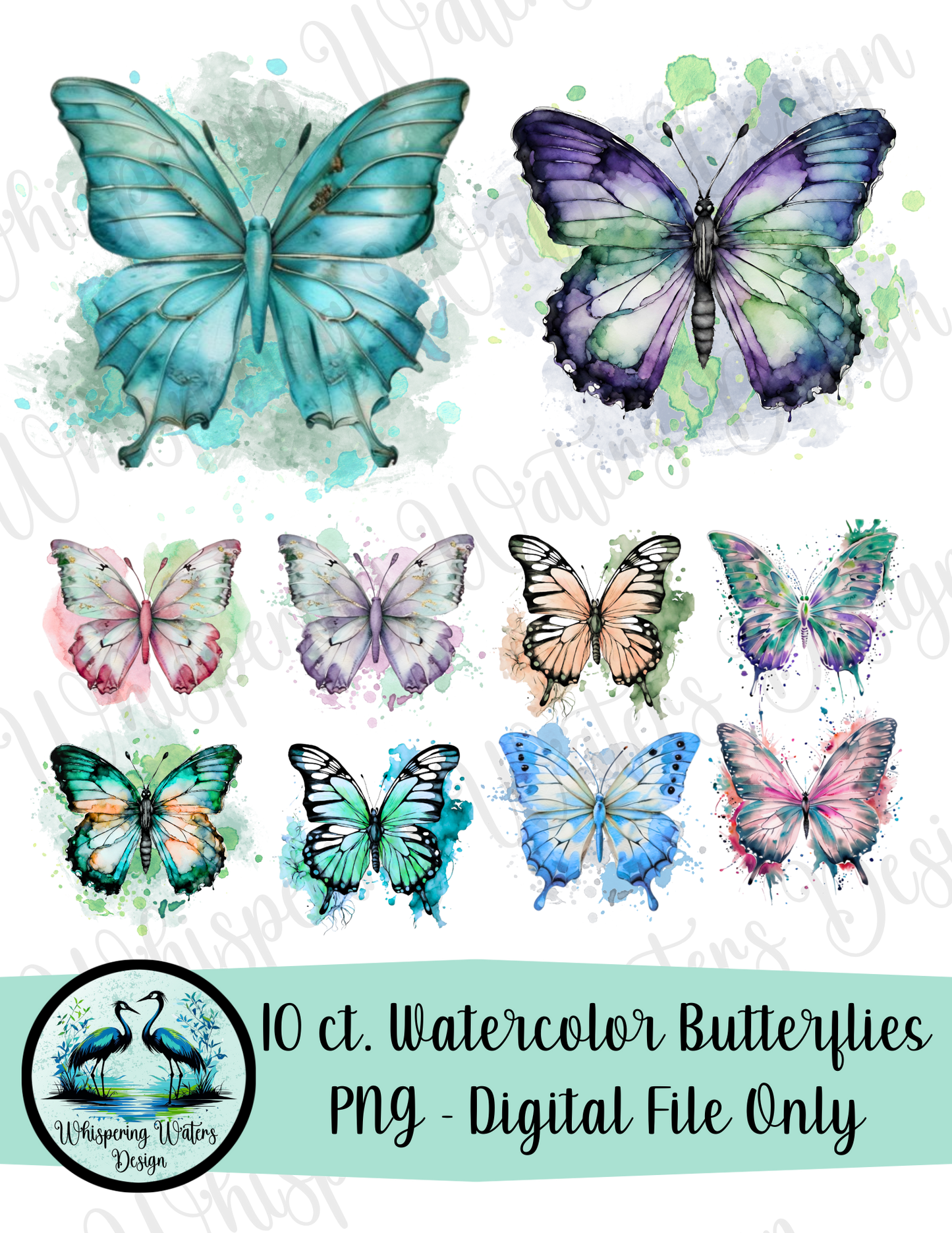 10 Watercolor Butterfly PNGs