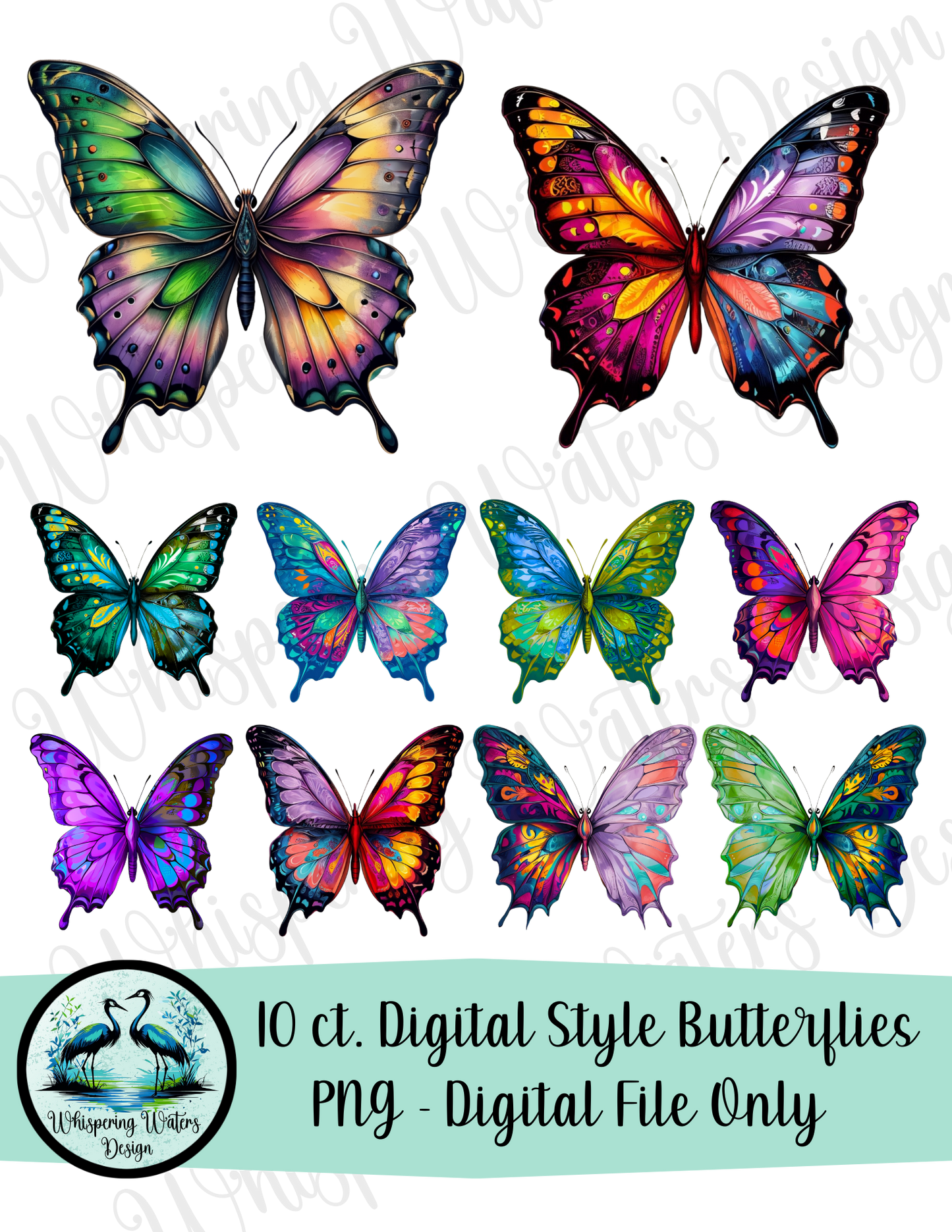 10 PNG Digital Style Butterflies