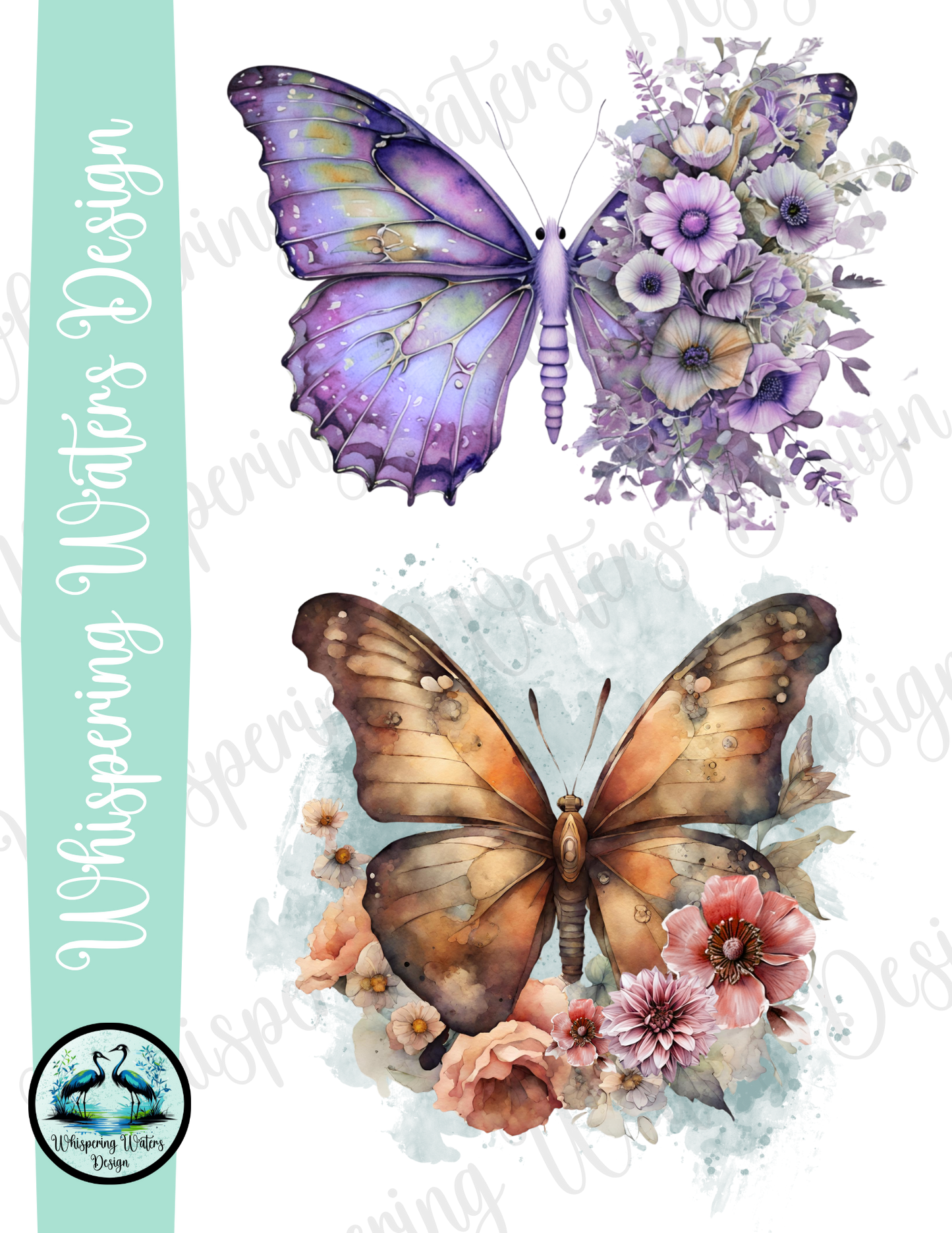 10ct PNG Flowered Butterflies