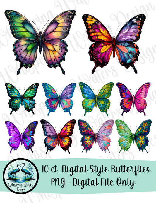 10 PNG Digital Style Butterflies